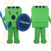 Green Blue Shield Warrior Mascot Costume