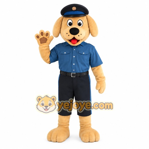 Tan Blue Black Police Dog Mascot Costume