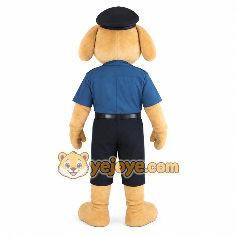 Tan Blue Black Police Dog Mascot Costume Tan Blue Black Police Dog Mascot Costume