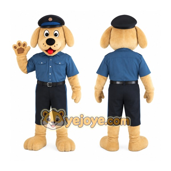 Tan Blue Black Police Dog Mascot Costume
