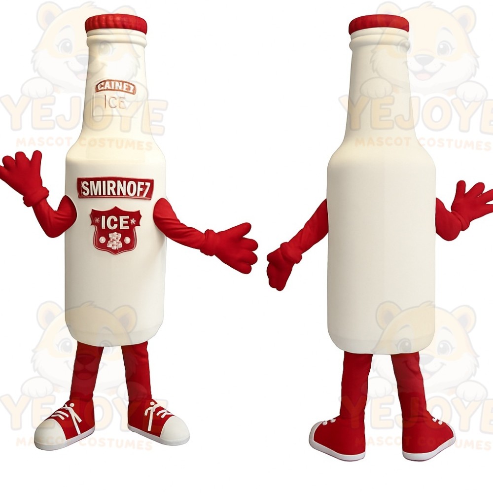 White Red Beverage Bottle Mascot Costume