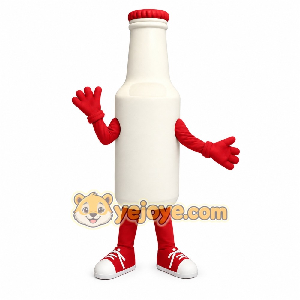 White Red Beverage Bottle Mascot Costume