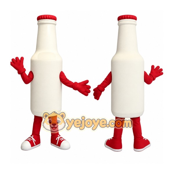 White Red Beverage Bottle Mascot Costume