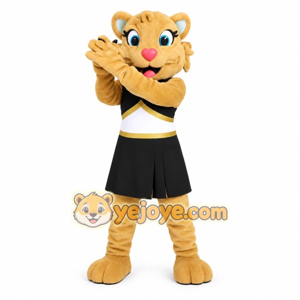 Tan Black Lion Cheerleader Mascot Costume Tan Black Lion Cheerleader Mascot Costume