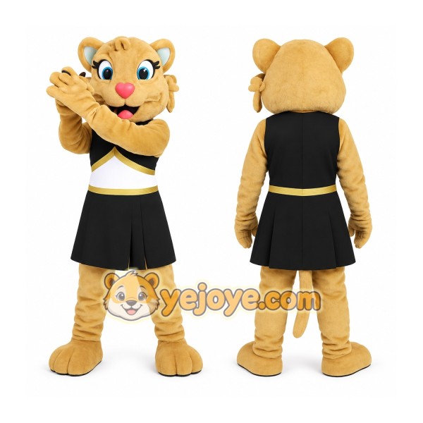 Tan Black Lion Cheerleader Mascot Costume