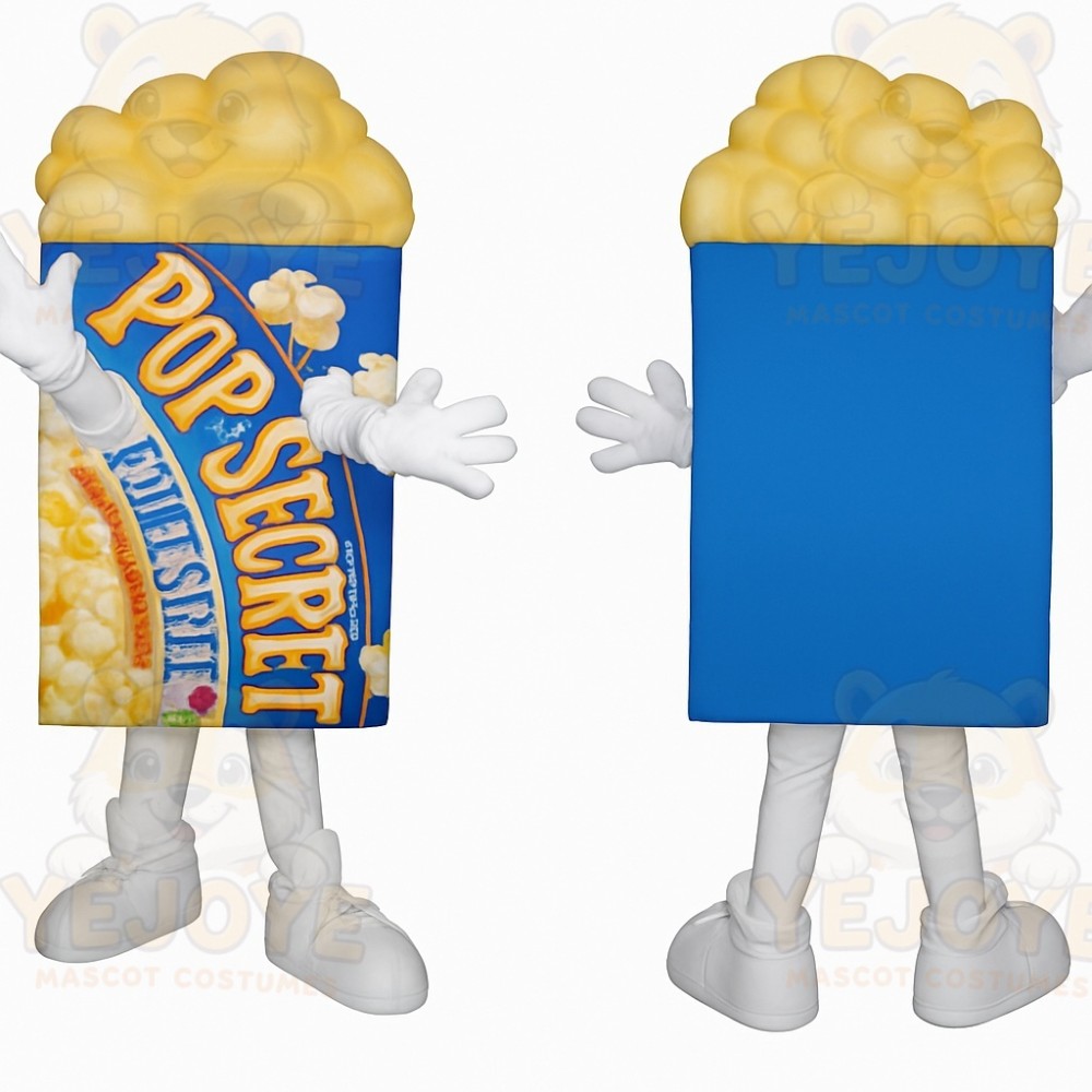 Blue Yellow Popcorn Bucket Mascot Costume