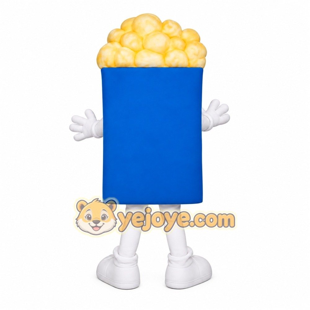 Blue Yellow Popcorn Bucket Mascot Costume Blue Yellow Popcorn Bucket Mascot Costume