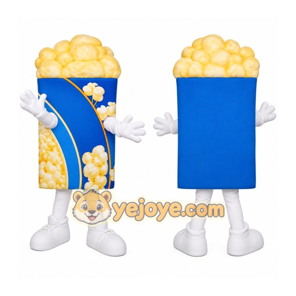 Blue Yellow Popcorn Bucket Mascot Costume