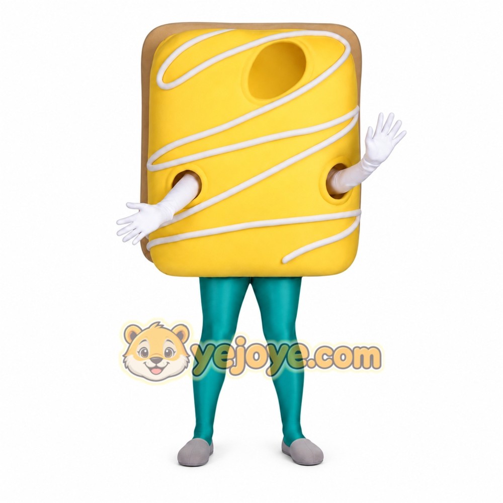 Yellow Beige Toaster Pastry Mascot Costume Yellow Beige Toaster Pastry Mascot Costume