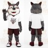 Gray Burgundy Wolf Mascot Costume