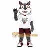 Gray Burgundy Wolf Mascot Costume Gray Burgundy Wolf Mascot Costume
