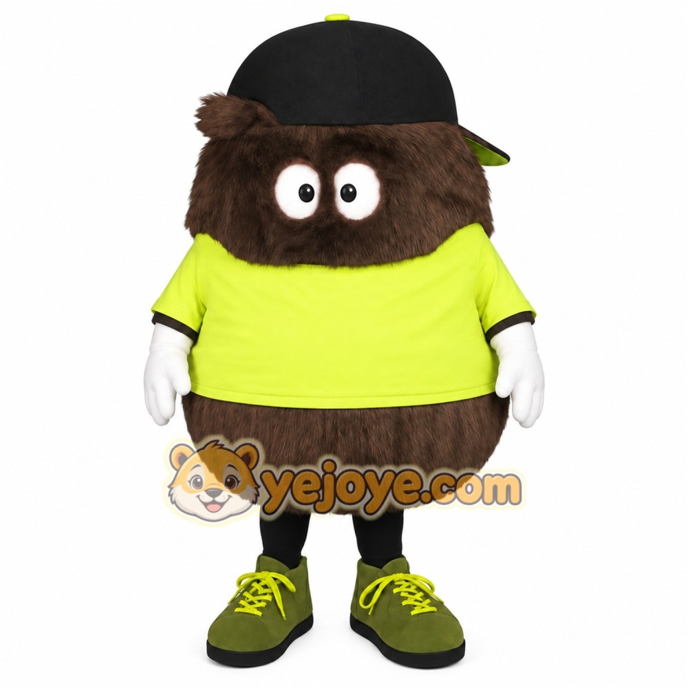 Brown Lime Green Black Cap Monster Mascot Costume