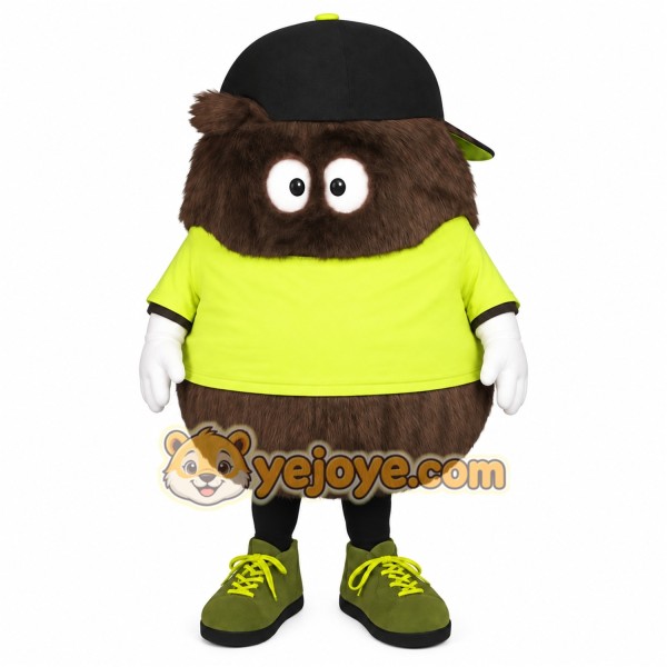 Brown Lime Green Black Cap Monster Mascot Costume