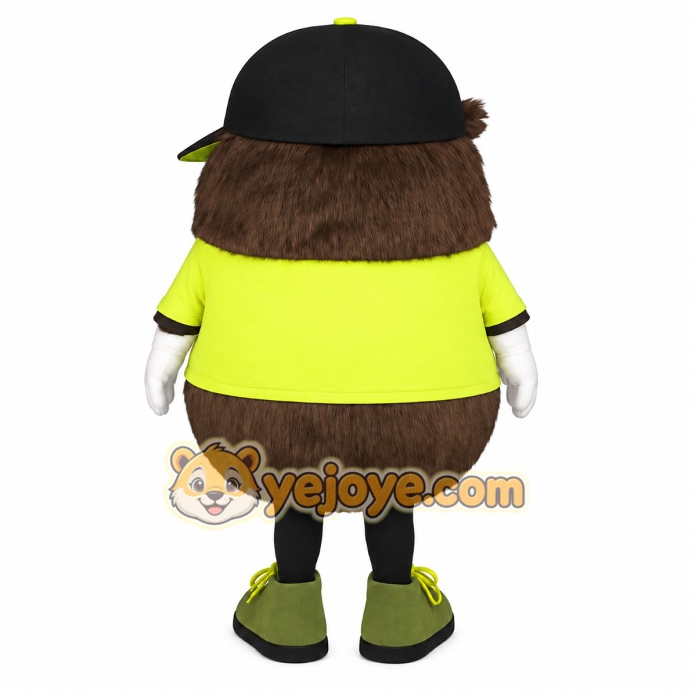 Brown Lime Green Black Cap Monster Mascot Costume