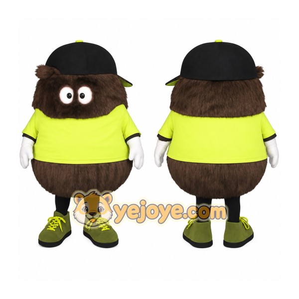 Brown Lime Green Black Cap Monster Mascot Costume