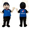Blue Black Pizza Delivery Man Mascot Costume