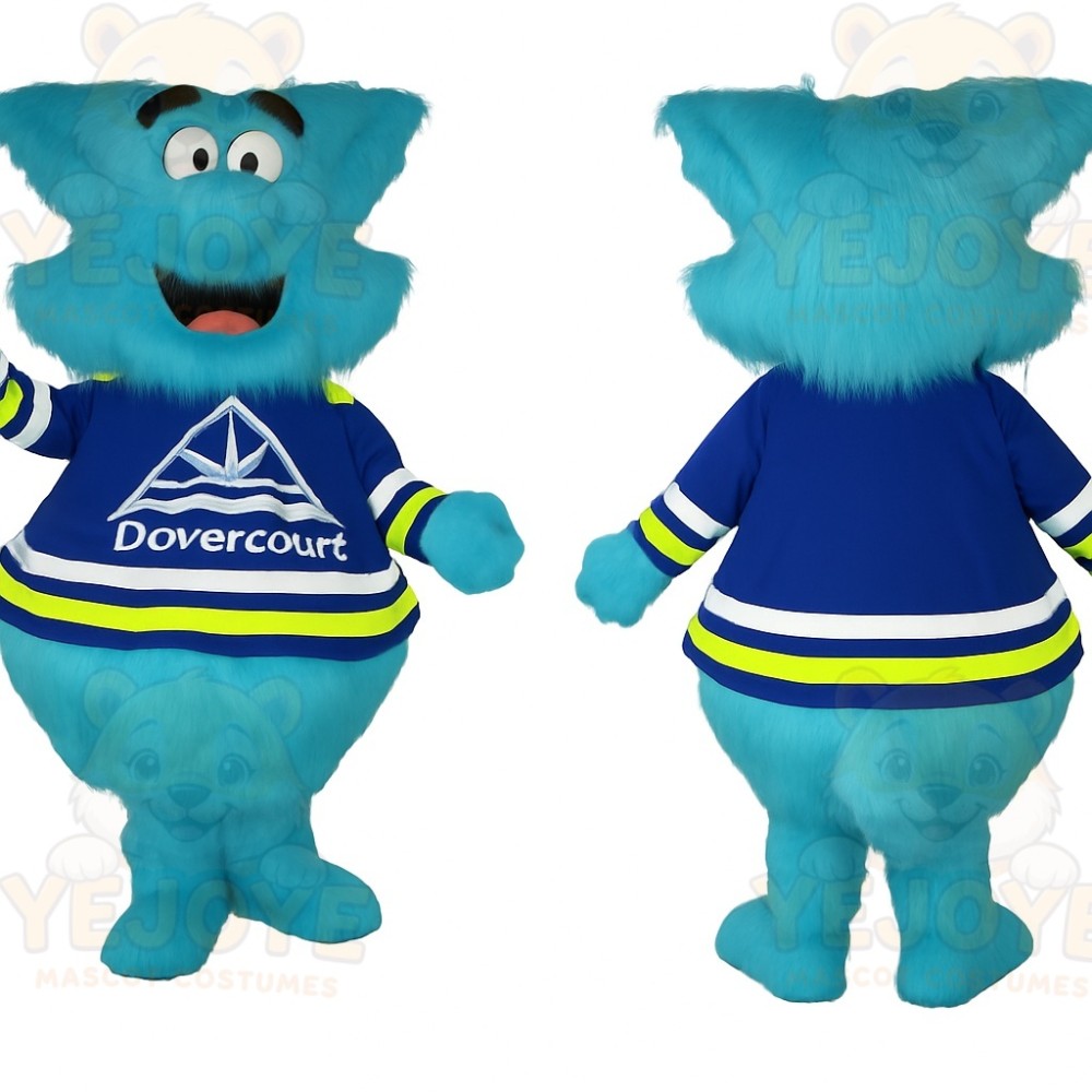 Turquoise Blue Furry Monster Mascot Costume