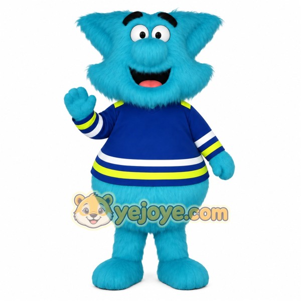 Turquoise Blue Furry Monster Mascot Costume