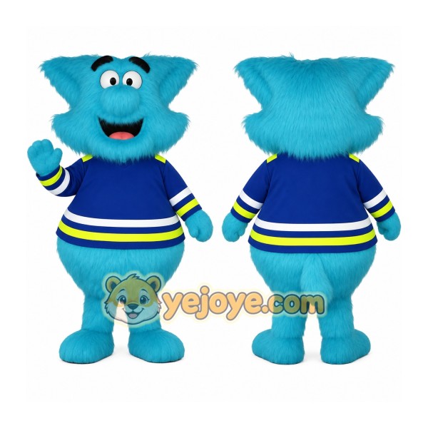 Turquoise Blue Furry Monster Mascot Costume