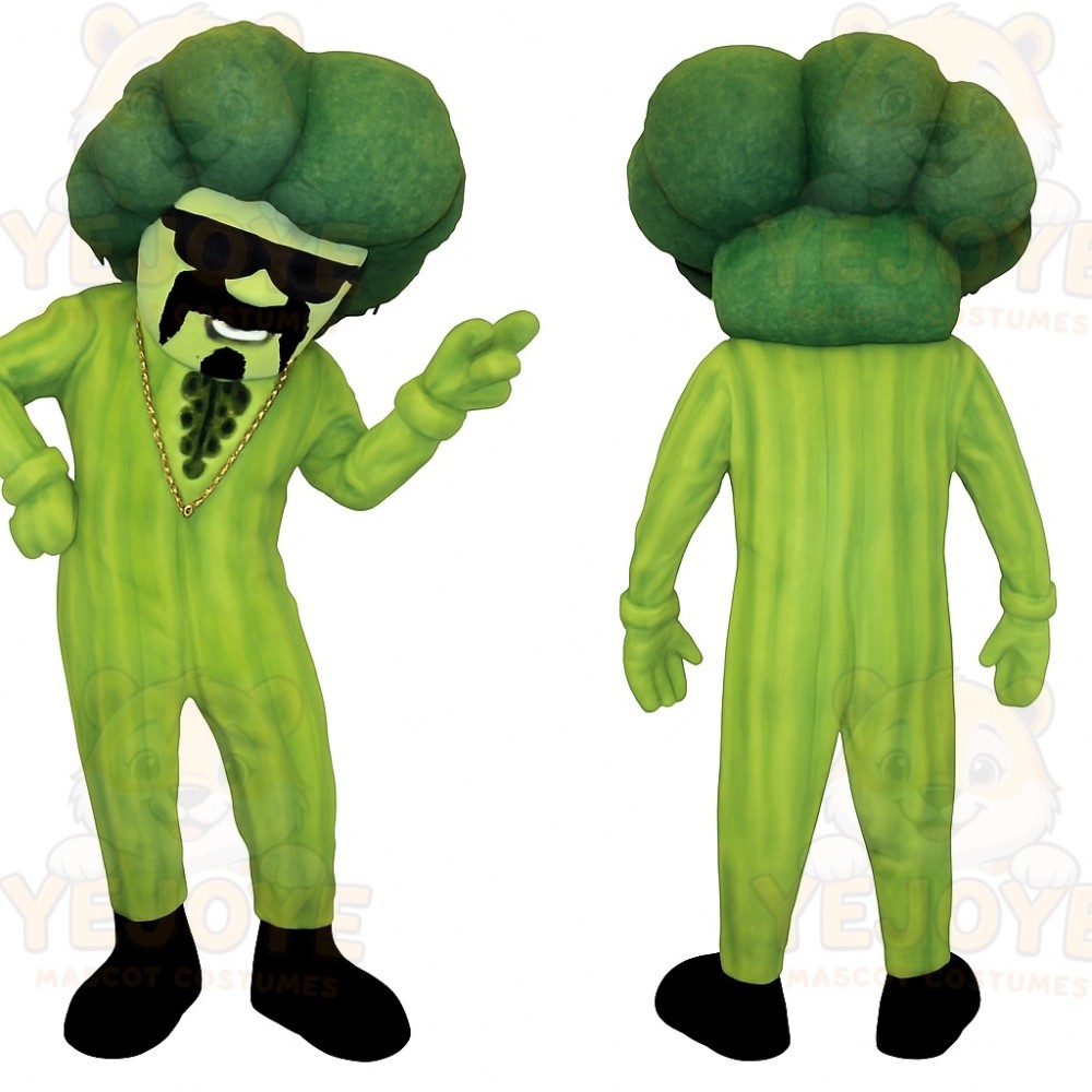 Green Black Broccoli Mascot Costume