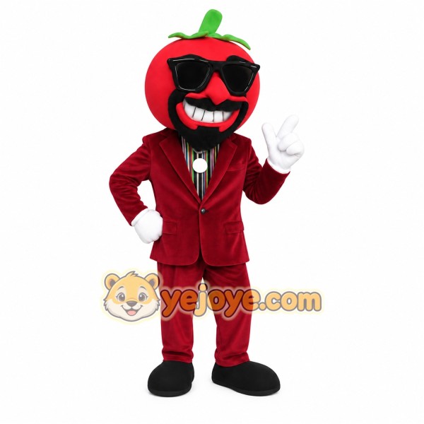 Red Burgundy Bearded Tomato Mascot Costume Red Burgundy Bearded Tomato Mascot Costume