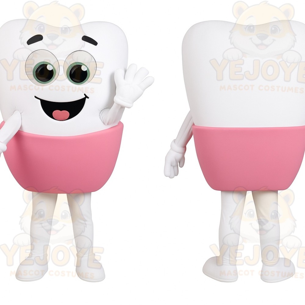 White Pink Tooth Mascot Costume
