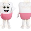 White Pink Tooth Mascot Costume