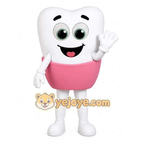 White Pink Tooth Mascot Costume