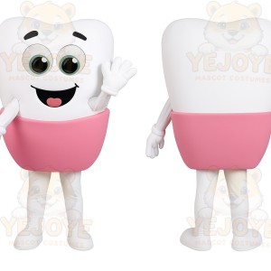 White Pink Tooth Mascot Costume