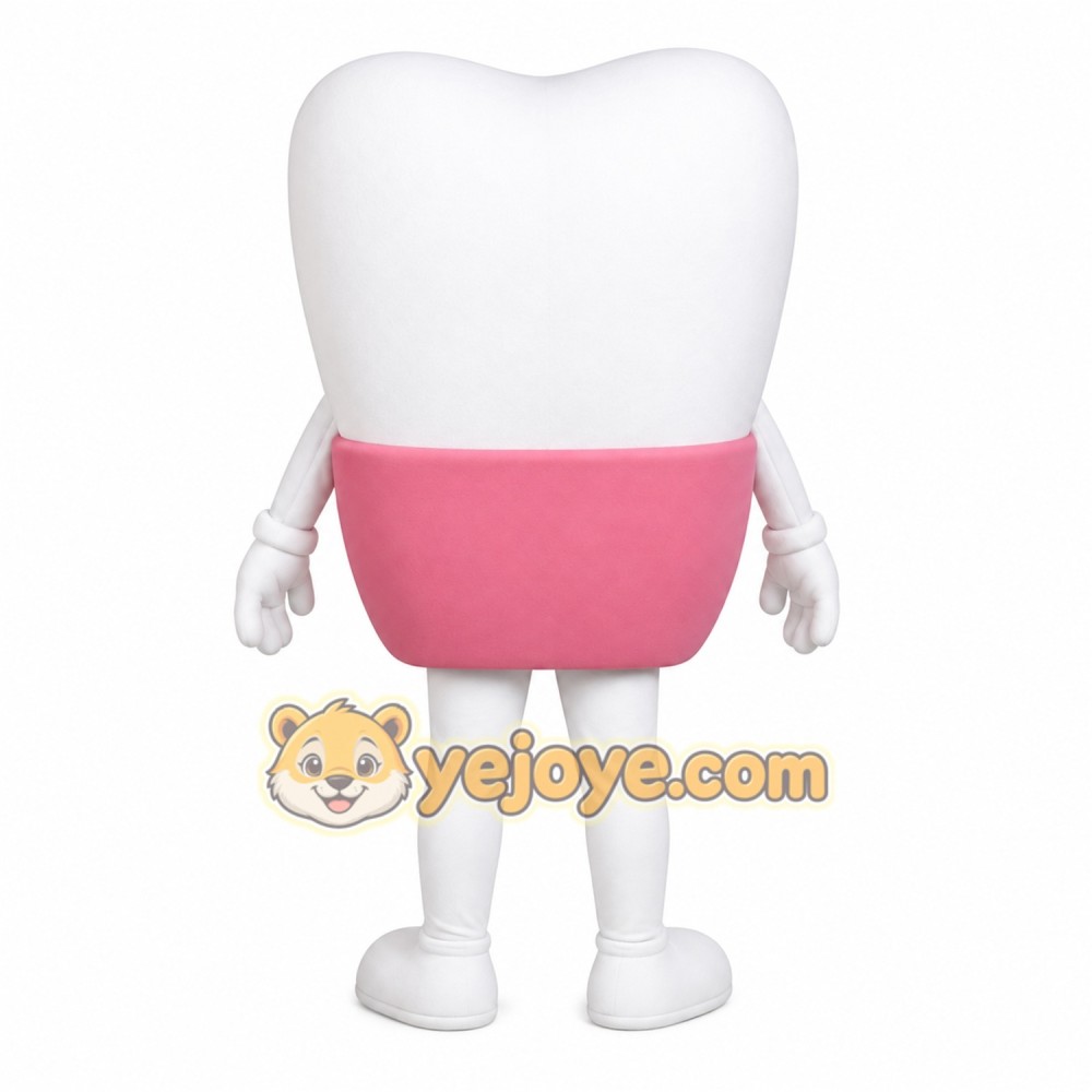 White Pink Tooth Mascot Costume