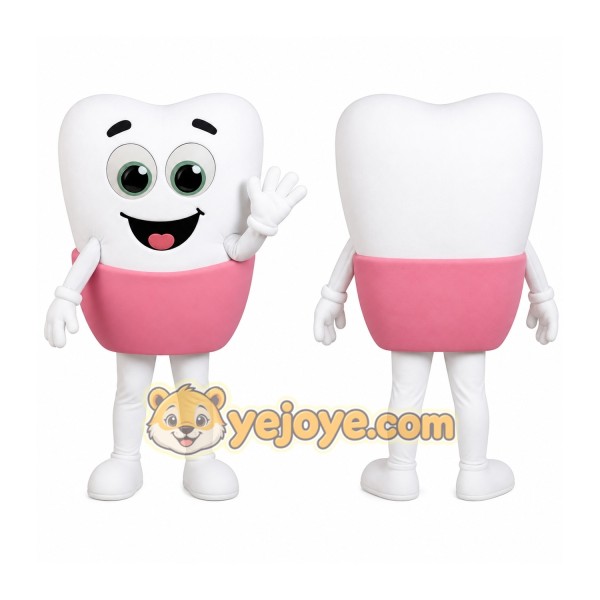 White Pink Tooth Mascot Costume
