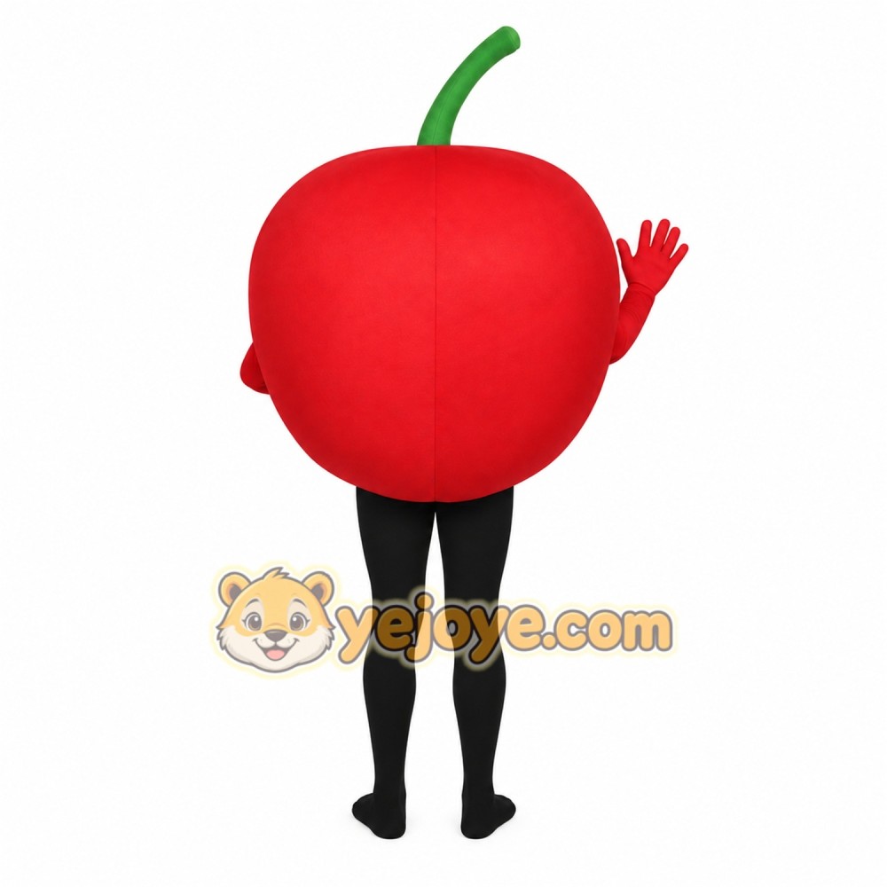 Red Apple With Green Stem Mascot Costume Red Apple With Green Stem Mascot Costume