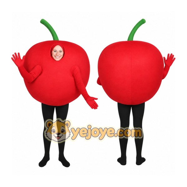Red Apple With Green Stem Mascot Costume