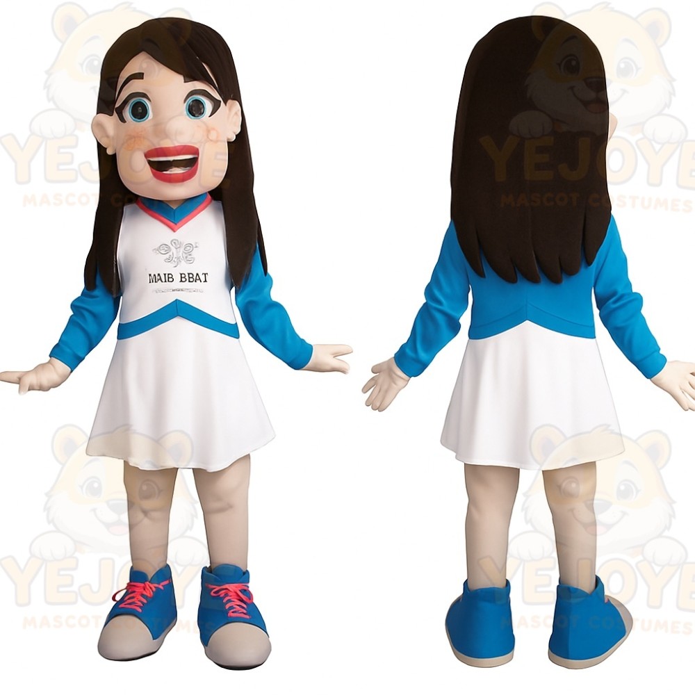Blue White Girl Cheerleader Mascot Costume