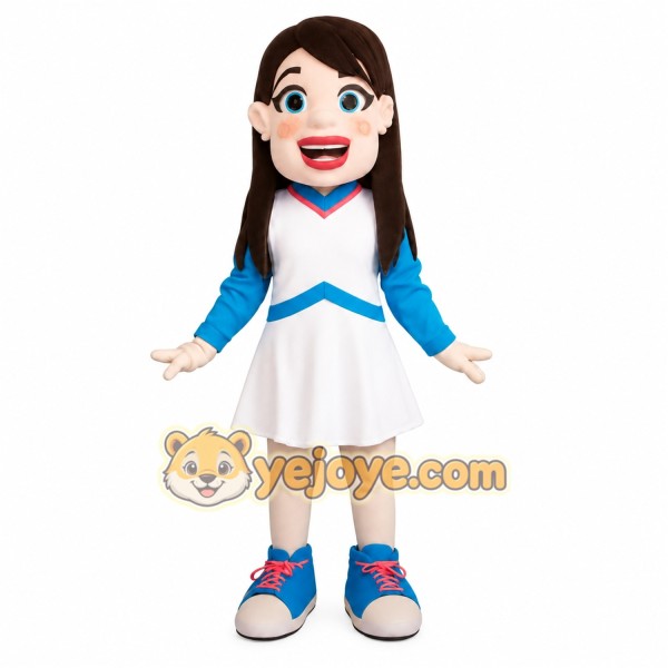 Blue White Girl Cheerleader Mascot Costume