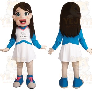 Blue White Girl Cheerleader Mascot Costume