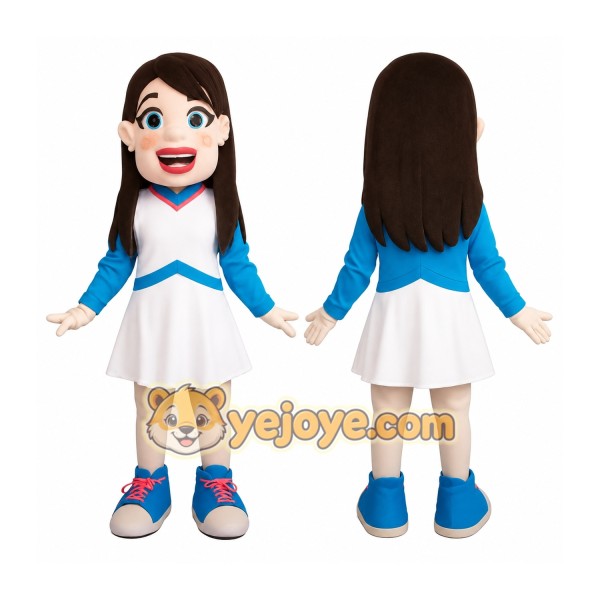 Blue White Girl Cheerleader Mascot Costume