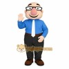 Blue Black Bald Nerd Man Mascot Costume Blue Black Bald Nerd Man Mascot Costume