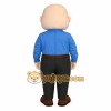 Blue Black Bald Nerd Man Mascot Costume Blue Black Bald Nerd Man Mascot Costume