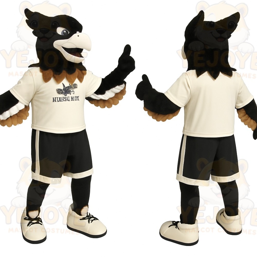Black White Brown Eagle Mascot Costume