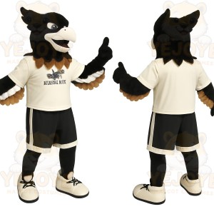 Black White Brown Eagle Mascot Costume