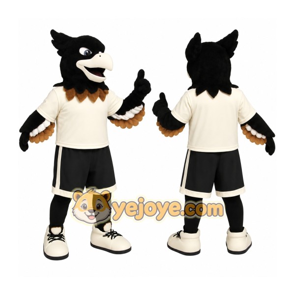 Black White Brown Eagle Mascot Costume