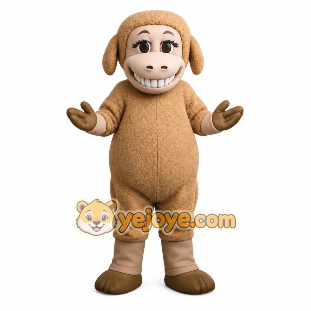 Tan Brown Sheep Mascot Costume