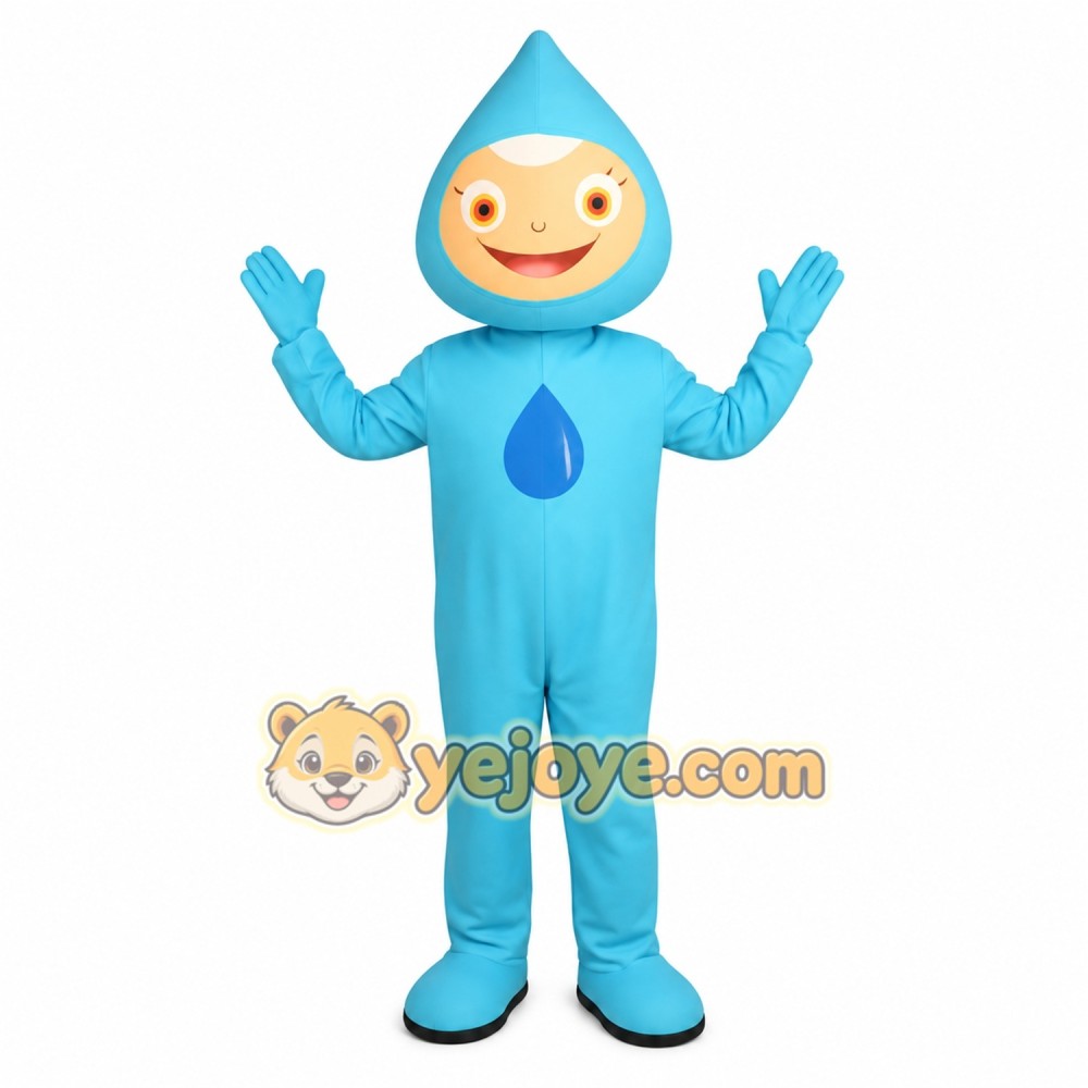 Light Blue Smiling Water Drop Mascot Costume Light Blue Smiling Water Drop Mascot Costume