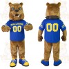 Brown Blue Yellow Bulldog Mascot Costume