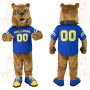 Brown Blue Yellow Bulldog Mascot Costume