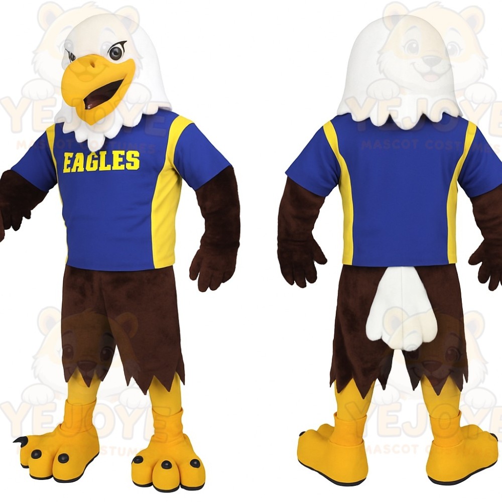 White Brown Blue Yellow Eagle Mascot Costume