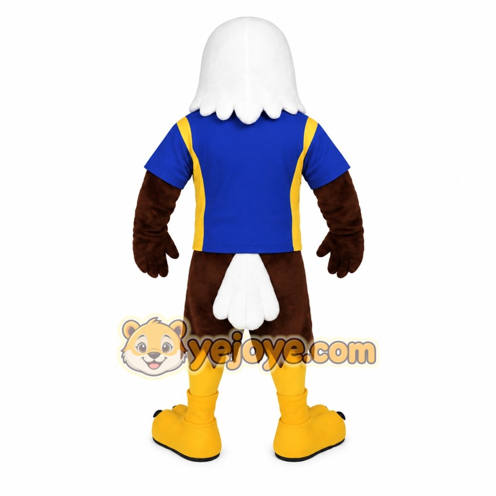 White Brown Blue Yellow Eagle Mascot Costume
