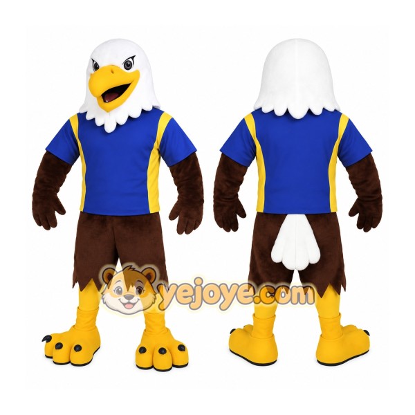 White Brown Blue Yellow Eagle Mascot Costume