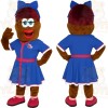 Brown Blue Girl With Glasses Mascot Costume